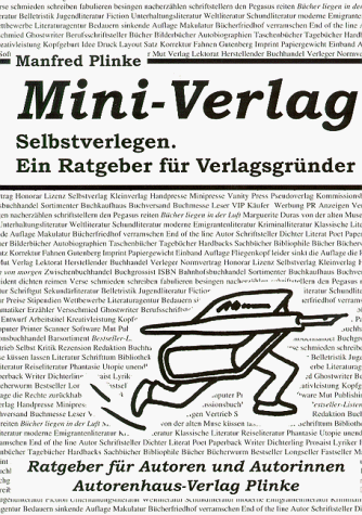 Produkt-Bild: Mini- Verlag. Selbstverlegen. Ein Ratgeber f&uuml;r Verlagsgr&uuml;nder
