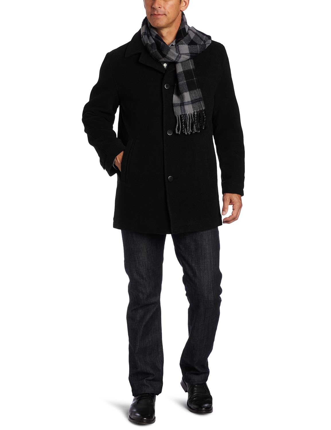 London Fog Men’s Barrington Car Coat, Black, Large $50