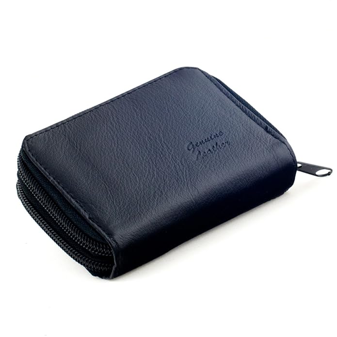 Roma Leathers Genuine Leather Mini ID & Credit Card Holder (Black ...