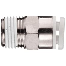 SMC KQ2H06-01NS Nickel Plated Brass Push-to-Connect Tube Fitting with Sealant, Adapter, 6 mm Tube OD x 1/8" BSPT Male