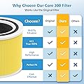Isingo 2 Pack Core 300 Replacement Pet Aller-gy Filter Core 300-RF-PA