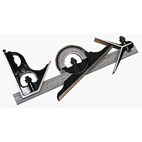 Starrett C434-12-4R Combination Set with Square, Center and Reversing Protractor and Satin Chrome blade