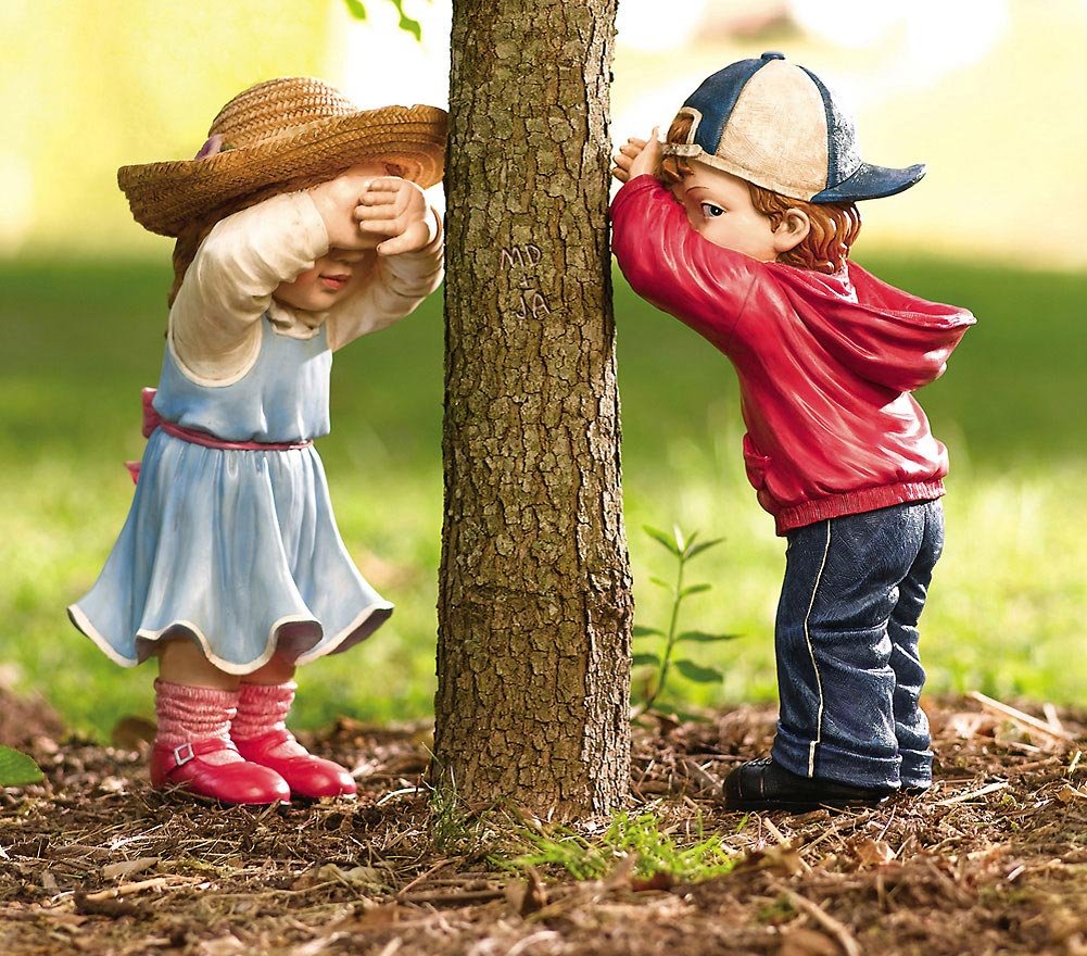 Cute Children Statues for Garden Boy and Girl Best Friends