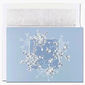 Blue & Silver Flakes Boxed Holiday Cards