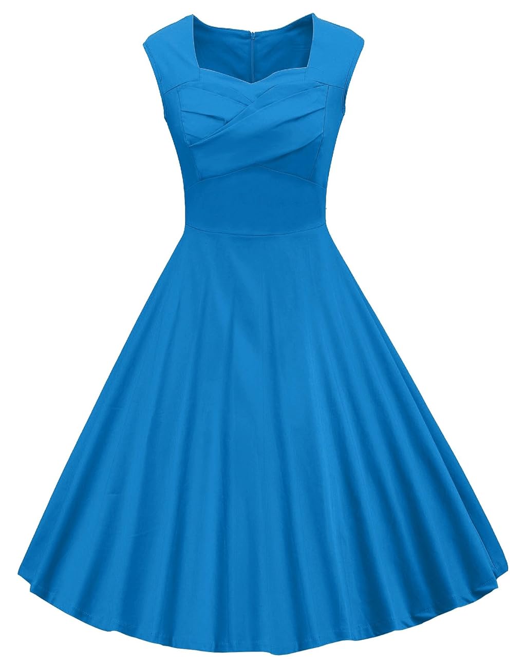 VOGVOG Women's 1950s Retro Vintage Cap Sleeve Party Swing Dress blue