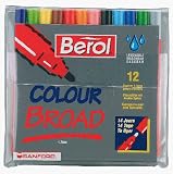 Berol Colour Broad Pen with Washable Ink 1.7mm Line Assorted Ref S0375410[Wallet 12]
