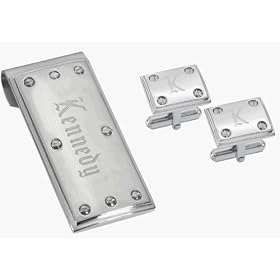 Visol Arizona Polish Stainless Steel Money Clip and Cuff Links Gift Set