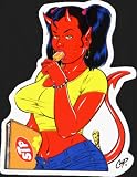 Sexy Pigtailed Devil School Girl Sucking Popsicle By Coop - Sticker / Decal