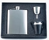 Buy Visol 8oz Satin Finish Stainless Steel Flask, 4 shot cups w/ Leather pouch and Funnel Gift Set