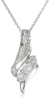 Sterling Silver Diamond Twist with Miracle Plate Pendant Necklace (1/4 Cttw, I-J Color, I2-I3 Clarity), 18″ $115