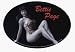 Bettie Page - Oval Logo with Bettie in Leopard Swimsuit - Sticker / Decal