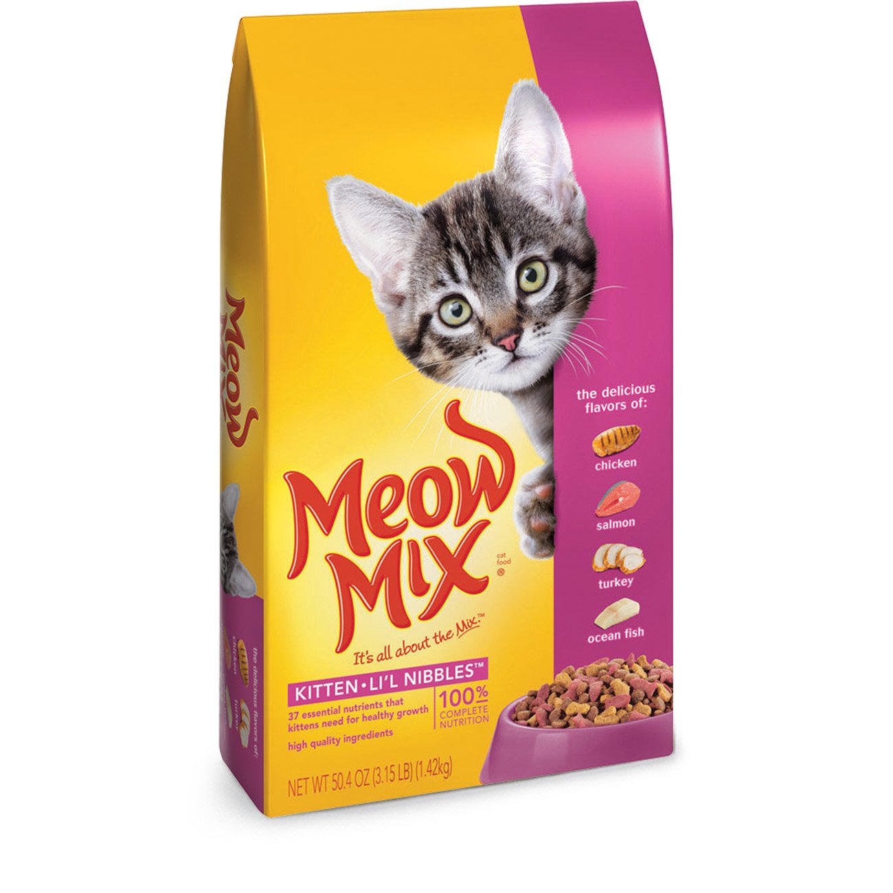 Meow Mix Kitten Li`l Nibbles Dry Cat Food, 3.15Pound (Pack of 3) , New