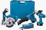 Makita DK1021BL 18 Volt Drill, Circular Saw, Reciprocating Saw, and Flashlight Mega-Combo Kit