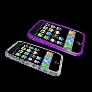 Two Diamond Gel Cases / Skins / Covers for Apple iPhone 3G 3Gs - Clear, Purple