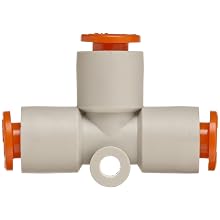 SMC KQ2T07-00A PBT Push-to-Connect Tube Fitting, Union Tee, 1/4" Tube OD