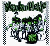 Skankin Pickle - Logo with Cartoon Band on White with Ska Checkers - Sticker / Decal
