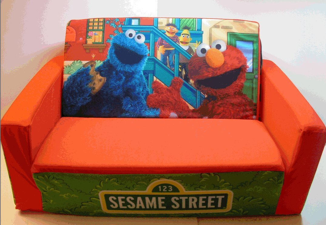 Kids Fold Out Couch: Flip-Open Sofa Bed - Sesame Street Elmo ~ Red Kids Fold Out Couch: Flip-Open Sofa Bed - Sesame Street Elmo ~ Red