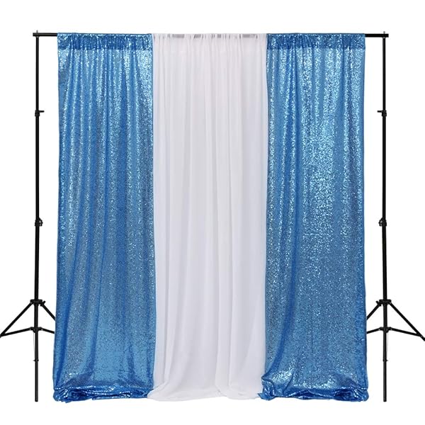 Baby Blue Sequin Backdrop Wedding Photography Backdrops Chiffon