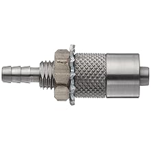 Male Luer Lock to Bulkhead Adapt 1/4-32 Stainless Steel 303 Tube ID 1/8" .145" Barb OD