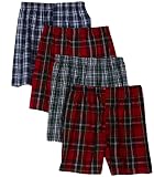 Hanes Mens Classics Tartan 4 Pack Boxers Underwear With Comfort Flex Waistband