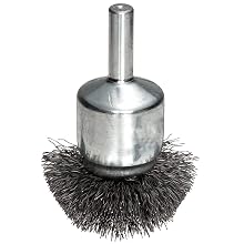 Weiler Circular Flared Wire End Brush, Round Shank, Steel, Crimped Wire