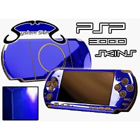Playstation Portable 3000 (PSP-3000) Skin - NEW - BLUE CHROME MIRROR system skins faceplate decal mod