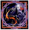 Green Dragon and Warrior Valkyrie Woman and Celtic Circle - Sticker / Decal