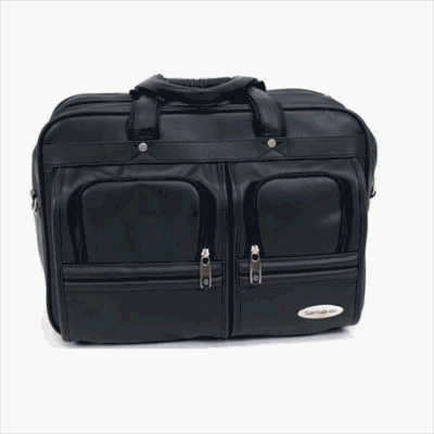 Samsonite Business Cases Nappa Leather Laptop Portfolio Black