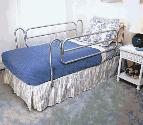 Full Length Home Bed Rails - Pair Powder-Coated Steel Adj. - RB558