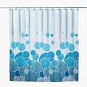 Bathroom Shower Curtain with Blue Circle Design - 12019
