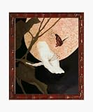 Art Reproduction Oil Painting - Asian Paintings: Moonlit Night I with Emperor Bamboo Frame - Cherry Finish Wood - Standard 20x24 - Hand Painted Framed Canvas Art