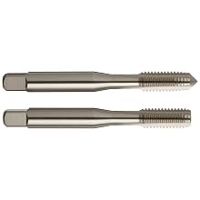 Dormer E500/E513 High-Speed Steel Straight Flute Tap Set, Uncoated (Bright) Finish, Round Shank with Square End, 2-Piece Set (1 Plug, 1 Bottoming Chamfer)