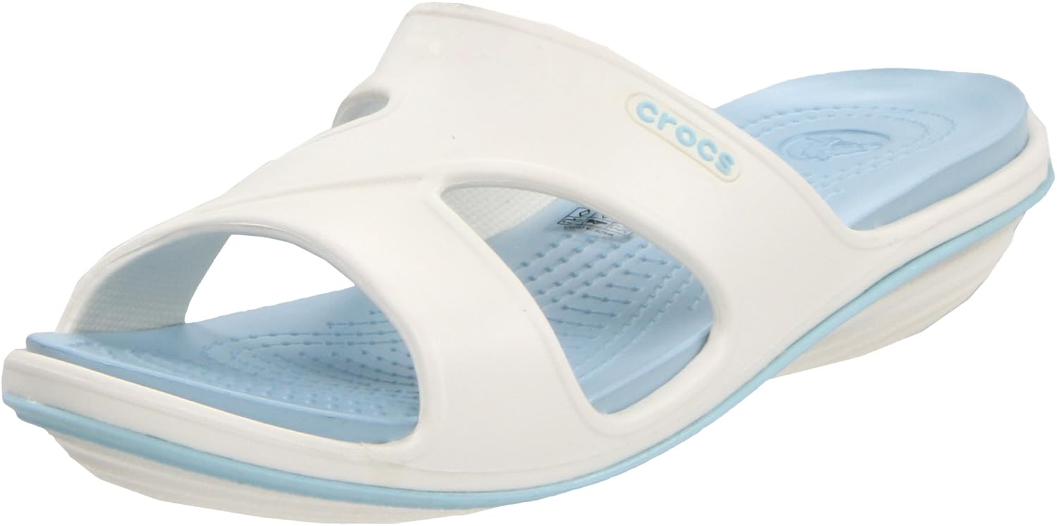 Crocs Women’s Tone Emma Wedge Sandal,Oyster/Sky Blue,4 M US $11.79