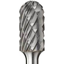 PFERD Cylindrical Carbide Bur, Clog-Resistant, Uncoated (Bright) Finish, Double Cut, Radius End