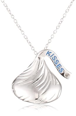 Hershey Jewelry Sterling Silver and Diamond Flat Back Necklace, 18″ with Tin of Chocolates