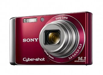Sony DSC-W370 14.1MP Digital Camera with 7x Wide Angle Zoom with Optical Steady Shot Image Stabilization and 3.0 inch LCD (Red)