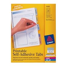 Avery Printable Repositionable Plastic Tabs, 1.25 Inch, Assorted, 96 per pack (16281)