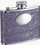 Visol Purple Glitterred 4 oz Stainless Steel Liquor Flask