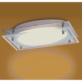 Eglo 87211A Samira, Nickel and Chrome Frosted and Clear, 2-Light Ceiling Light Fixture by Eglo