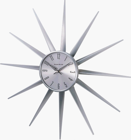 George Nelson Silver Retro Starburst Large Wall Clock