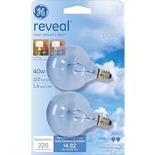 GE Lighting 48705 40-Watt Reveal Candelabra Frosted Globe G16.5, 2-Pack