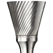 PFERD Inverted Taper Carbide Bur, Uncoated (Bright) Finish, Single Cut, Plain End