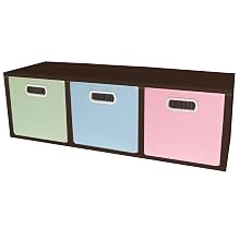Way Basics zBoard Eco 3 Cubby Storage Bench Stackable, Espresso Wood Grain
