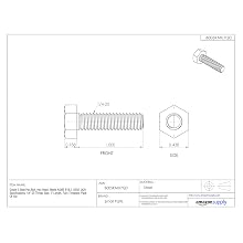 Grade 5 Steel Hex Bolt, Hex Head, Meets ASME B18.2.1/SAE J429 Specifications, 1/4"-20 Thread Size, 1" Length, Fully Threaded, Pack Of 100