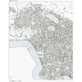 Los Angeles, CA Street Detail Metro Area LAMINATED ZIP Code Map, wall sized print by WorkingMaps, Measured in inches 40x50.