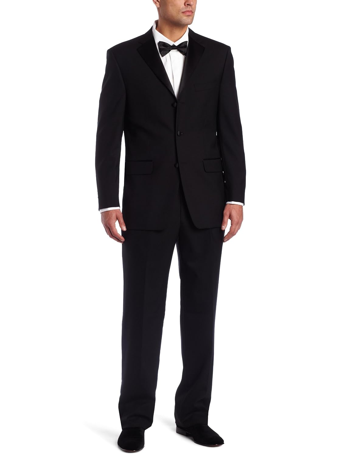 Jones New York Men’s 3 Button Non-Vent Double Pleated Tuxedo, Black, 40 Regular