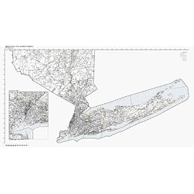 State of New York (Long Island Only) ZIP Code Map wall sized print by WorkingMaps, Measured in inches 66x30