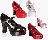 : MARYJANE-50, Women's Chunky Heel Mary Jane Platform Pump in White, Black or Red in Sizes 6-14