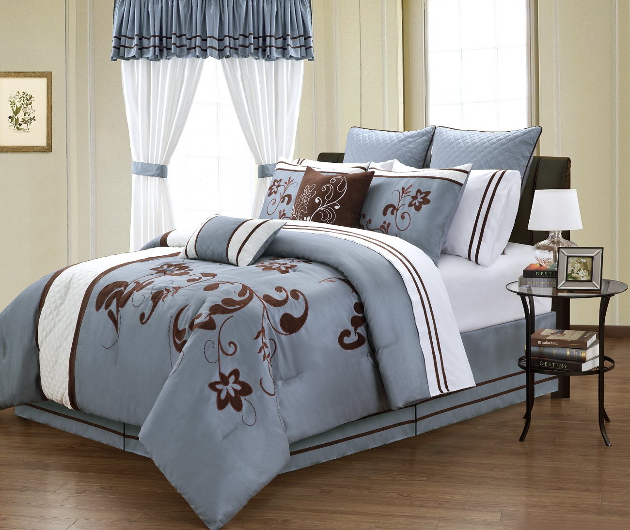 ... Comforter, Sheet, Window Set Bed-in-a-bag Queen Size Bedding Ensemble