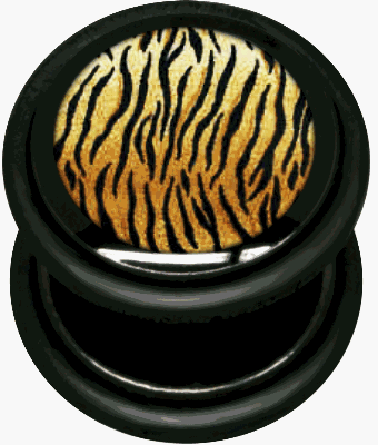 Body Jewellery Fake Ear Plug – Tiger Skin. Illusion of a 10mm Stretched Ear 